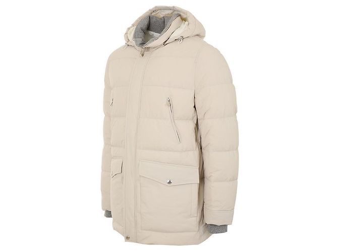 Brunello Cucinelli Taft-Hooded-Padding-Jacke Weiß - Ansicht 3