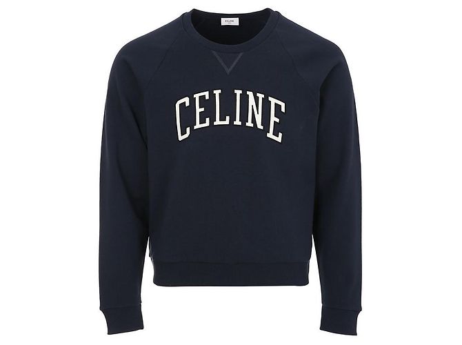 Céline Regulärer Baumwoll-Fleece-Sweatshirt mit Logo Blau - Ansicht 2