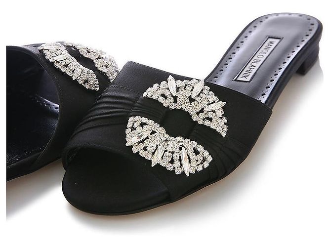 Manolo Blahnik Sandali Gioiello BLCK PRALINA Nero - vista 8