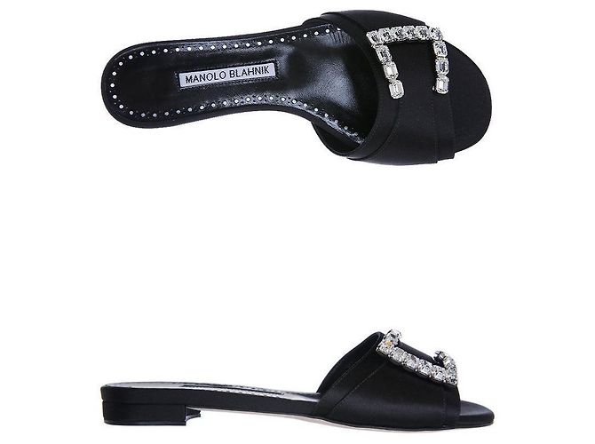Manolo Blahnik Sandali BLCK RAMIFLAT Nero - vista 2