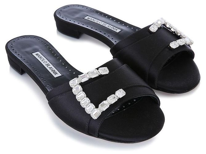 Manolo Blahnik Sandali BLCK RAMIFLAT Nero - vista 4