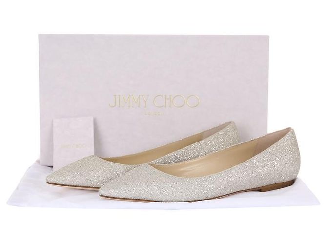 Jimmy Choo Scarpe da Sposa ROMYFLATDGZ PLATINUMICE Scarpe Flat Marrone - vista 12