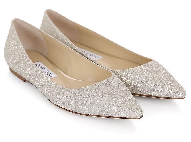 Jimmy Choo Scarpe da Sposa ROMYFLATDGZ PLATINUMICE Scarpe Flat Marrone - vista 4