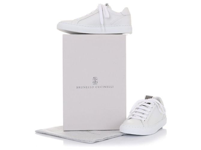 Brunello Cucinelli Sneaker aus Kalbsleder Silber - Ansicht 11