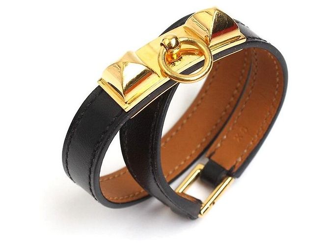 Hermès Bracciale Doppio in Epsom Nero La Medor con Oro XS Multicolore - vista 2