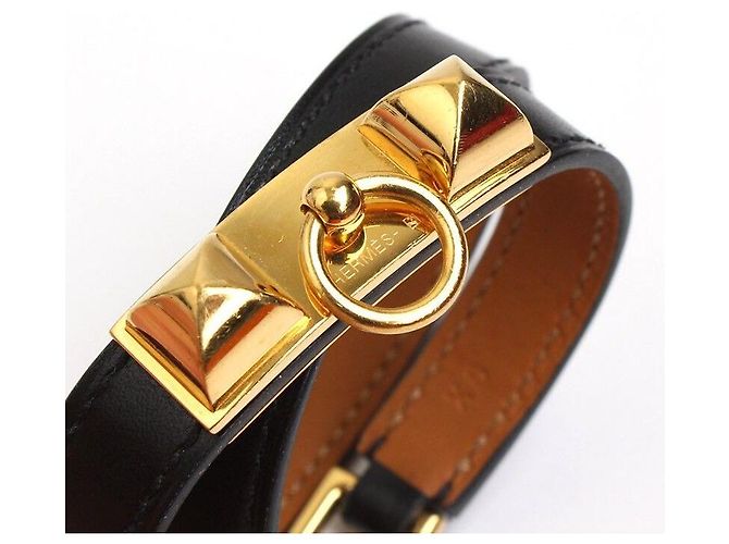 Hermès Bracciale Doppio in Epsom Nero La Medor con Oro XS Multicolore - vista 4