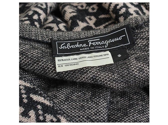 Salvatore Ferragamo Schwarze und beige Strickjacke aus Wolle Braun - Ansicht 3