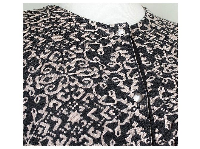 Salvatore Ferragamo Schwarze und beige Strickjacke aus Wolle Braun - Ansicht 4