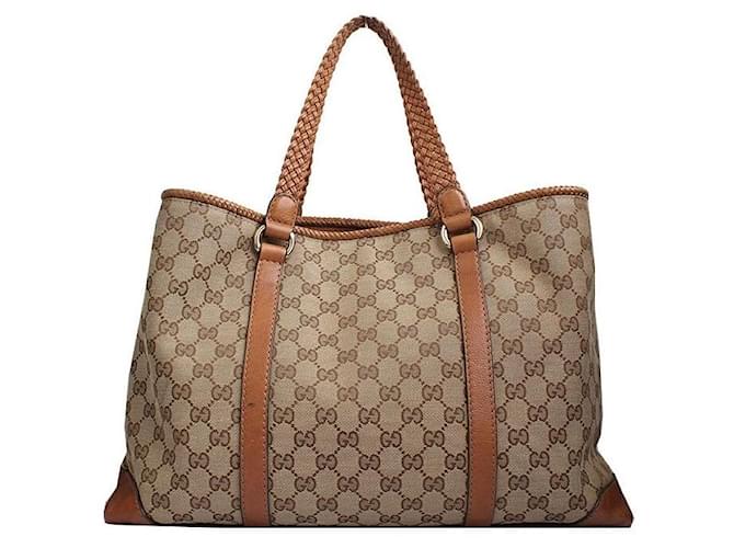 Gucci Gewebte Tragetasche mit Griff Braun - Ansicht 3