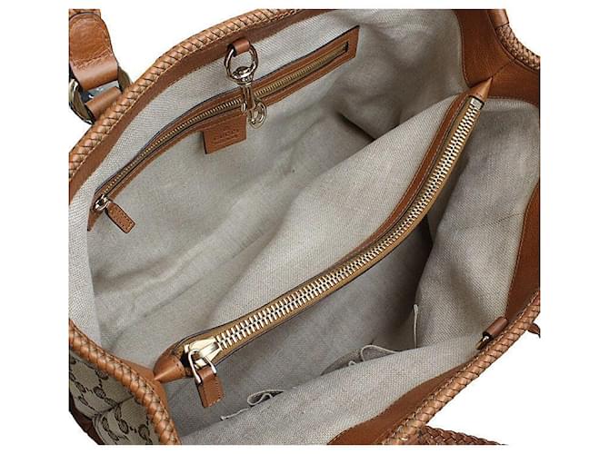 Gucci Gewebte Tragetasche mit Griff Braun - Ansicht 5