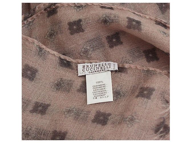 Sciarpa in cashmere beige rosa Brunello Cucinelli - vue 3