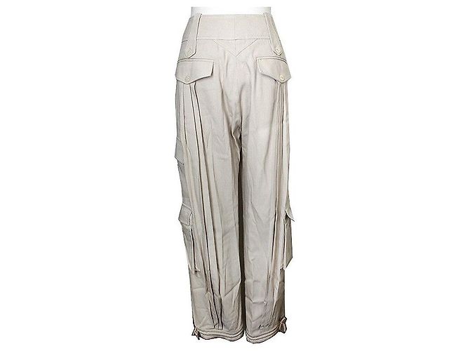 Dior Calças cargo de seda bege Prata - vista 2