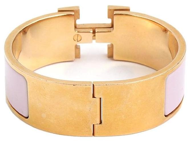 Hermès Bracciale Click Clack Sakura in Oro Rosa Arancione - vista 2
