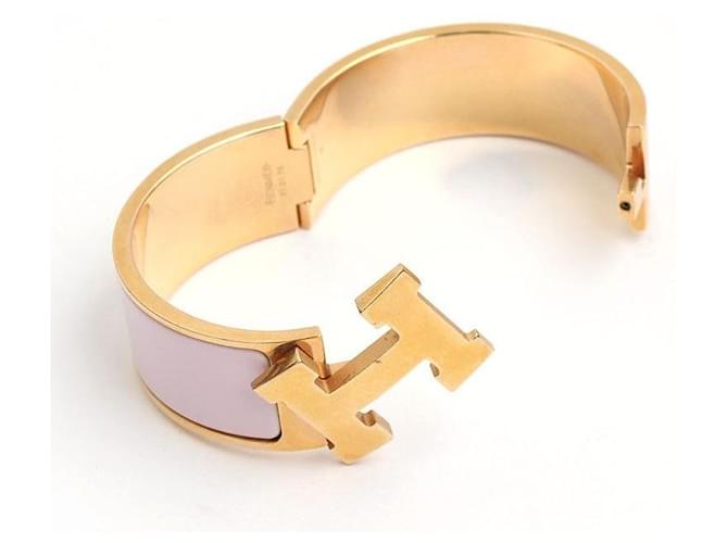 Hermès Bracciale Click Clack Sakura in Oro Rosa Arancione - vista 3