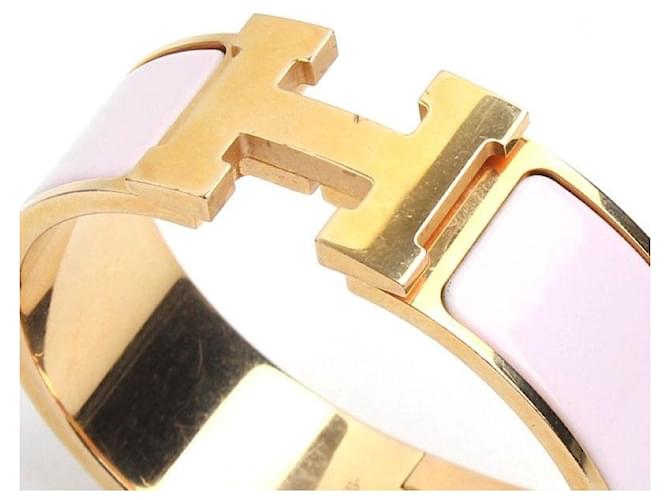 Hermès Bracciale Click Clack Sakura in Oro Rosa Arancione - vista 4
