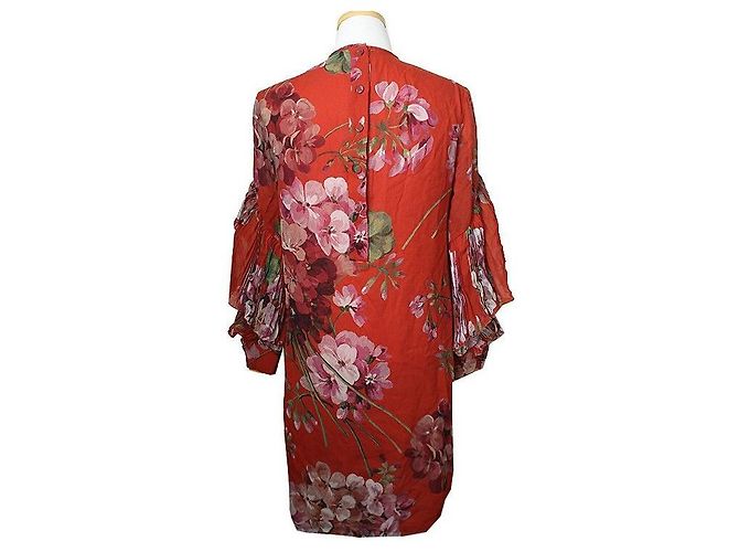 Gucci Vestido de seda plisado rojo tomate Roja - vista 2