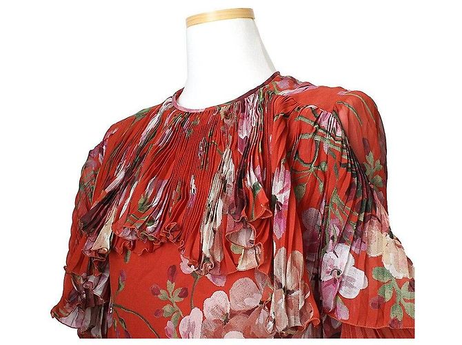 Gucci Vestido de seda plisado rojo tomate Roja - vista 4