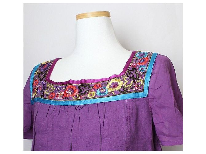 Etro Top a maniche corte ricamato viola Porpora - vista 4