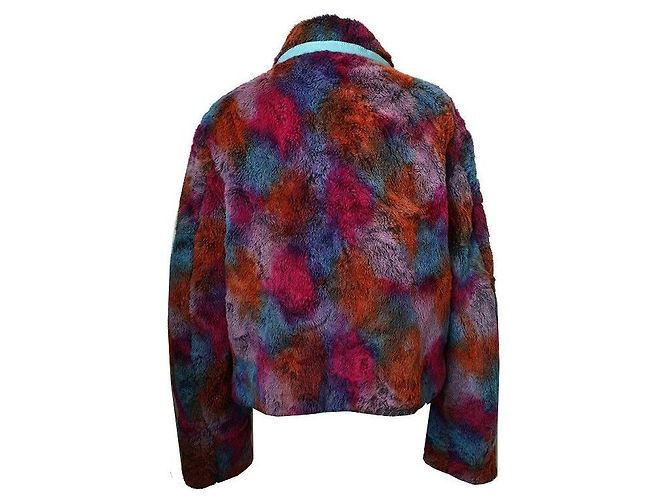 Versace Multicolor Eco-Fur Zip-Up Jacke Pink - Ansicht 2