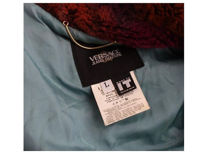 Versace Multicolor Eco-Fur Zip-Up Jacke Pink - Ansicht 3
