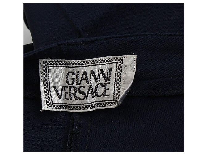 Versace Pantaloni blu navy con dettagli gialli Nero - vista 3