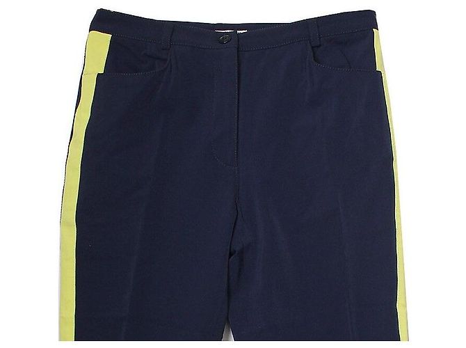 Versace Pantaloni blu navy con dettagli gialli Nero - vista 4