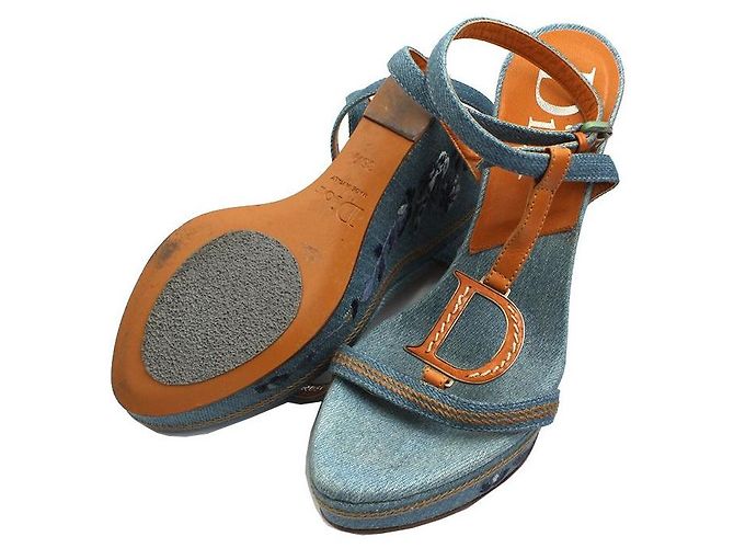 Dior Sandali con piattaforma in denim Blu - vista 3