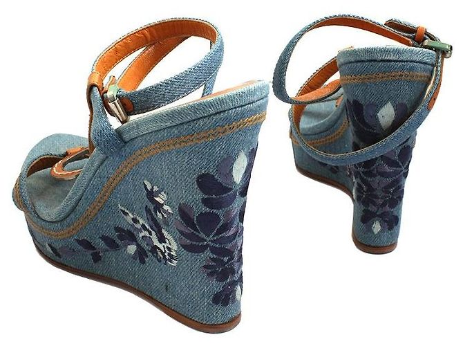 Dior Sandali con piattaforma in denim Blu - vista 4