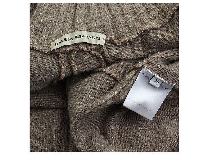 Balenciaga Vestido de lana de punto en topo Castaño - vista 3