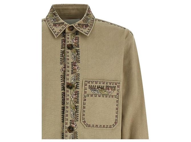 Isabel Marant Giacca overshirt in cotone ricamato Bianco - vista 6