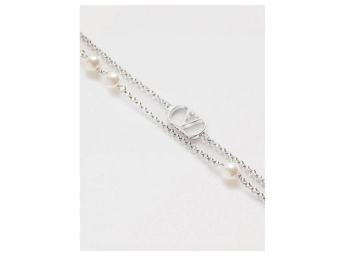 Valentino Collana con Logo di Firma Bianco - vista 5