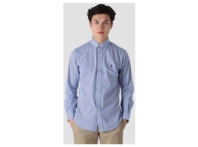 Ralph Lauren Camisa de listras em popeline stretch com logo Pony bordado - vista 4