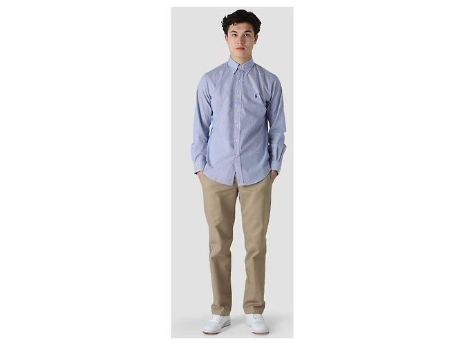 Ralph Lauren Camisa de listras em popeline stretch com logo Pony bordado - vista 5