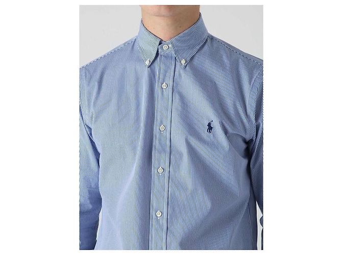 Ralph Lauren Camisa de listras em popeline stretch com logo Pony bordado - vista 8