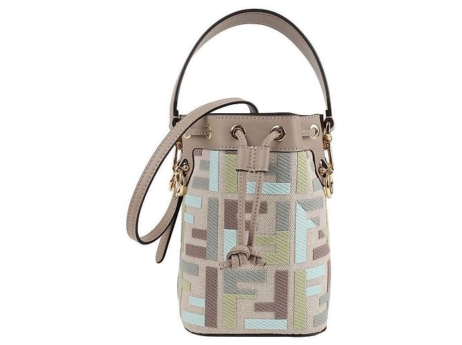 Fendi Multicolor FF bestickte Mini-Umhängetasche aus Canvas Braun - Ansicht 3