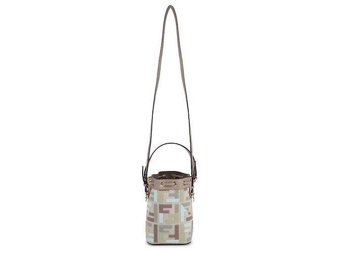 Fendi Multicolor FF bestickte Mini-Umhängetasche aus Canvas Braun - Ansicht 5
