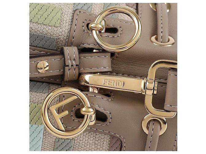Fendi Multicolor FF bestickte Mini-Umhängetasche aus Canvas Braun - Ansicht 9