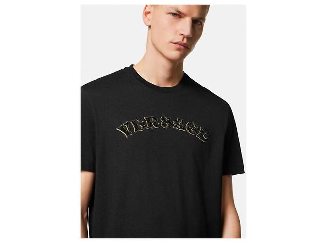 Versace T-Shirt mit Kristall-Logo Schwarz - Ansicht 7