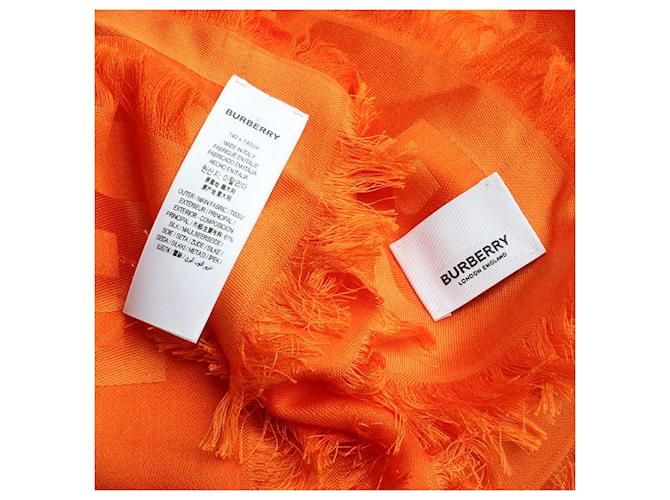 Burberry Grande Sciarpa di Seta Arancione - vista 3