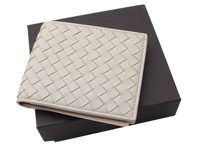 Bottega Veneta Light Grey Woven Wallet Brown - view 6