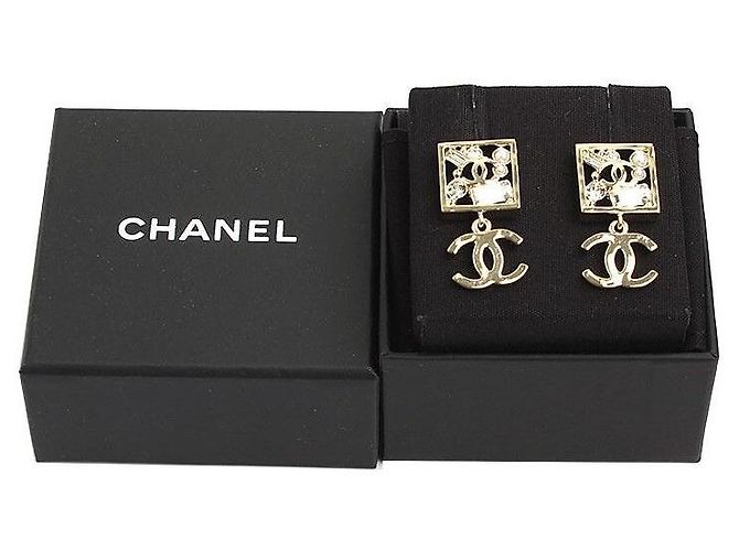 Chanel CC-Ohrringe aus Champagnergold-Kristallperlen Golden - Ansicht 5