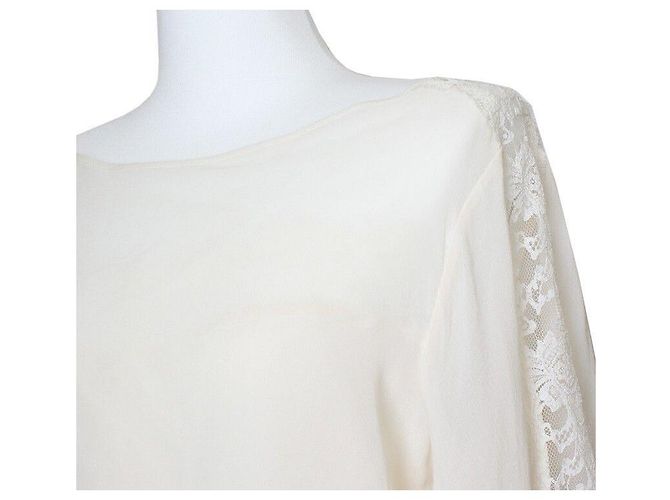 Escada Beige Seiden-Spitzenbluse Braun - Ansicht 4