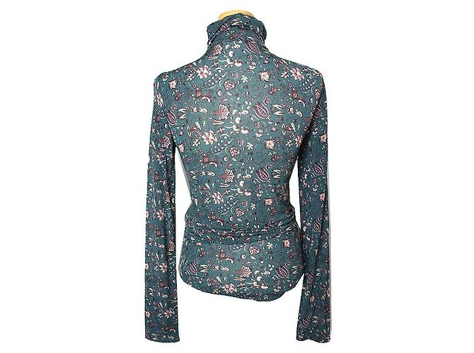 Top a collo alto floreale verde teal Isabel Marant Blu - vista 2