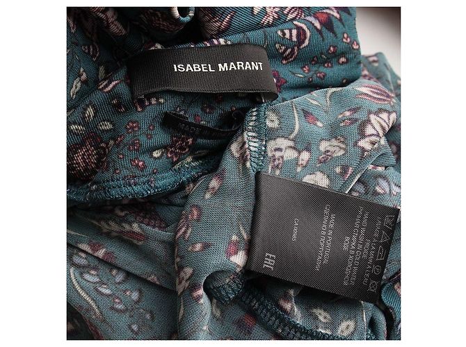 Top a collo alto floreale verde teal Isabel Marant Blu - vista 3