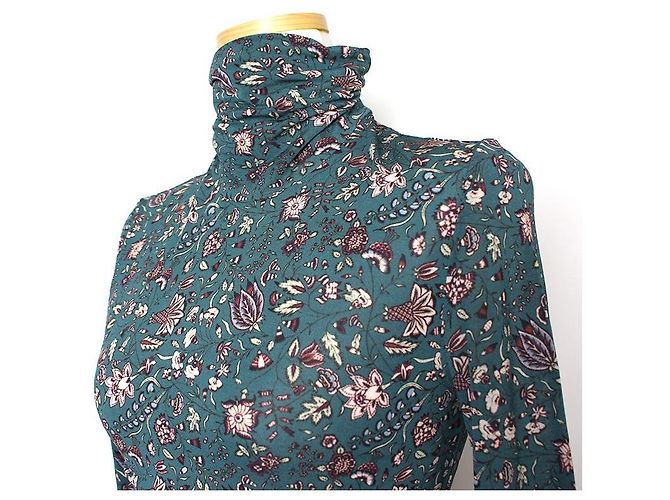 Top a collo alto floreale verde teal Isabel Marant Blu - vista 4
