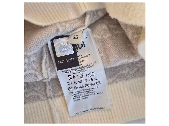 Fendi Suéter de punto con logo FF de manga larga Plata - vista 7
