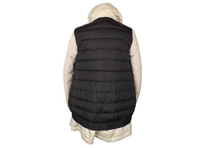 Moncler Jaqueta acolchoada de pescoço alto em plumas de ganso puro, bege e preta, em camadas - vista 4