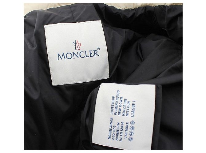Moncler Jaqueta acolchoada de pescoço alto em plumas de ganso puro, bege e preta, em camadas - vista 5
