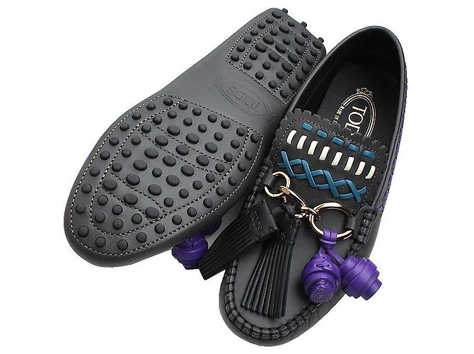 Tod's Mocassini da guida con frange nere Nero - vista 3