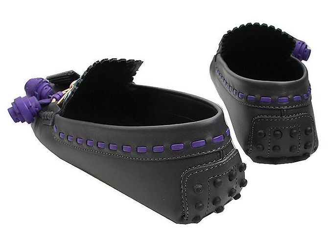 Tod's Mocassini da guida con frange nere Nero - vista 4